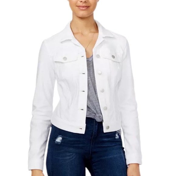 Jessica Simpson Pixie White Denim Jean Jacket New Size XL